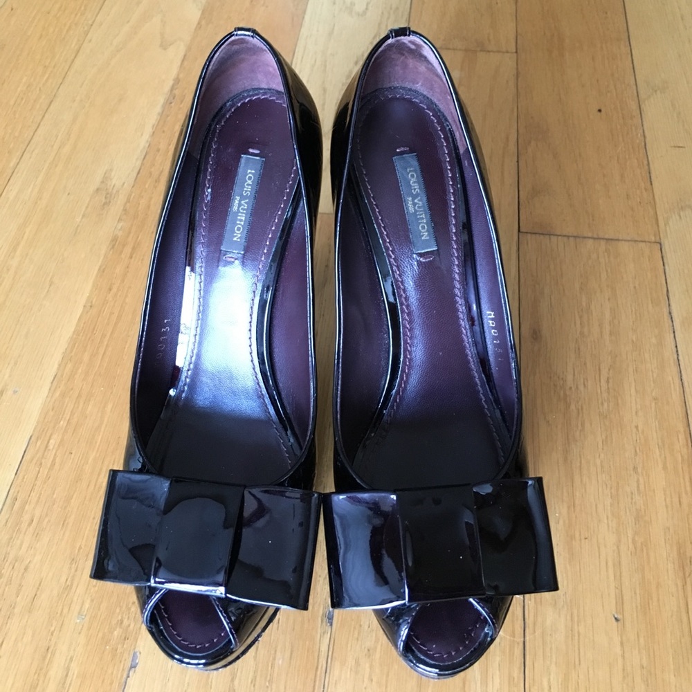 Louis Vuitton Patent Platform Pumps in Burgundy - Picture 3 of 5